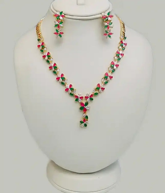 Royal Blossom Gold Plated Multi-Colour Jewellery Set