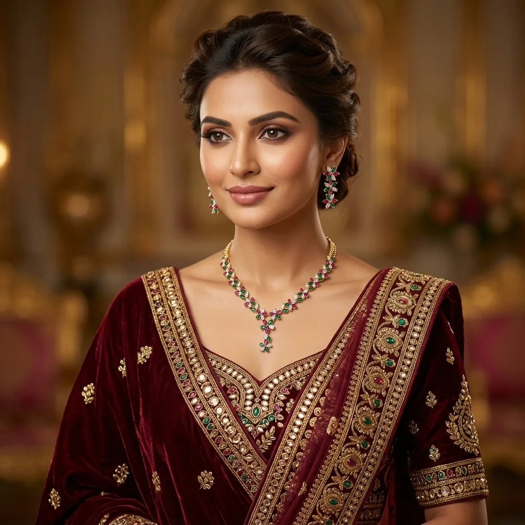 Royal Blossom Gold Plated Multi-Colour Jewellery Set